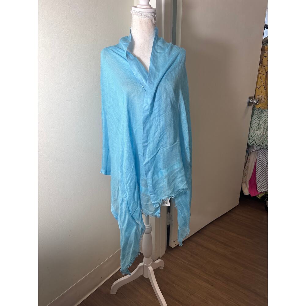 NWT Love Quotes Sky Blue Linen Blend Scarf 70"x28"